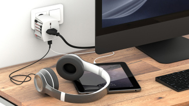 Logotrade business gift image of: SKROSS World Travel Adapter MUV 2-pole with USB A and C