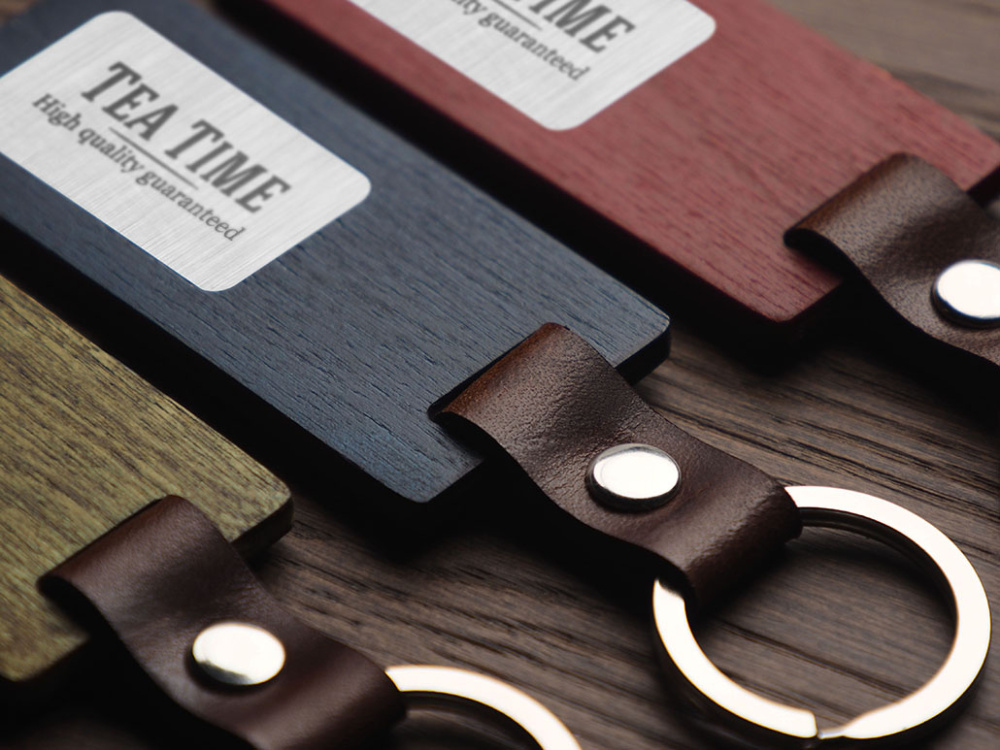 Logo trade promotional giveaways image of: Wooden keyring 1853121