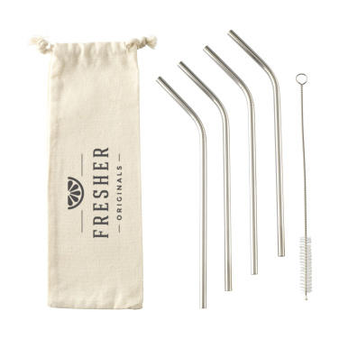 Logo trade promotional giveaways image of: ECO RVS 4 pieces ECO Straw Set stainless-steel straws