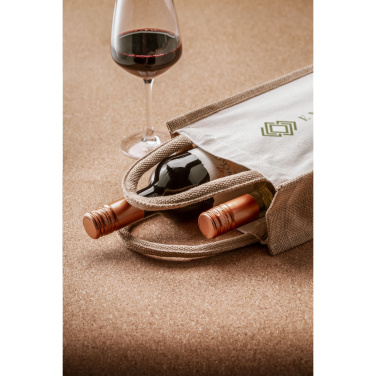 Logotrade corporate gift image of: Jute Canvas Double Wine Bag