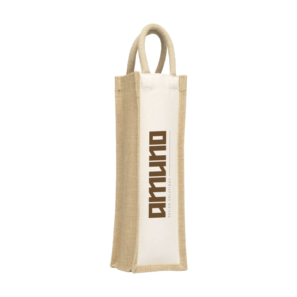 Logo trade promotional giveaways picture of: Jute Canvas Wine Bag