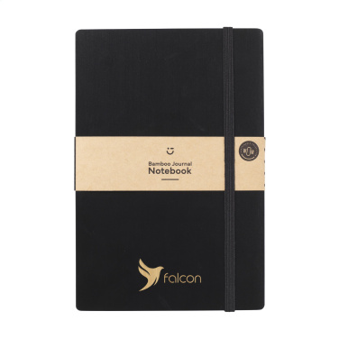 Logotrade promotional merchandise photo of: Bamboo Journal Naked Spine Paper Notebook Black A5