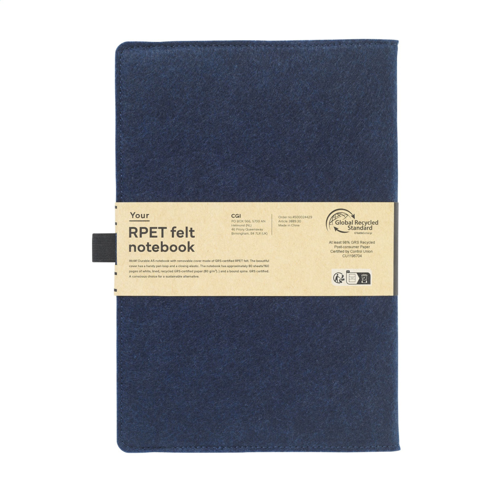 Logotrade business gifts photo of: Felty GRS RPET Paper Notebook A5