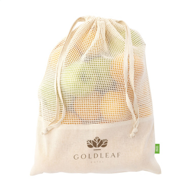 Logotrade business gift image of: Natura Organic GOTS Mesh Bag (120 g/m²) fruit bag