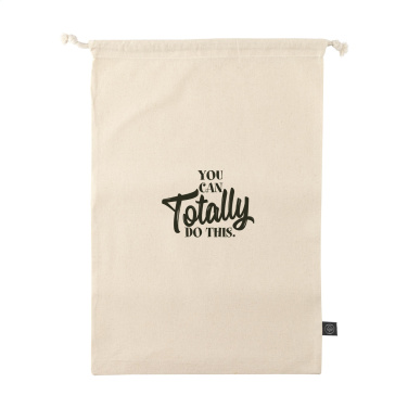 Logotrade promotional merchandise photo of: Gift Pouch Natural GRS Recycled Cotton (150 g/m²) L