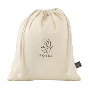 Logo trade business gift photo of: Gift Pouch Natural GRS Recycled Cotton (150 g/m²) M