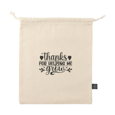 Logo trade promotional giveaways image of: Gift Pouch Natural GRS Recycled Cotton (150 g/m²) M