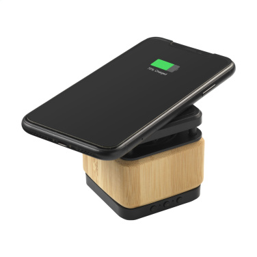 Logo trade promotional items picture of: Bamboo Block Speaker with wireless charger