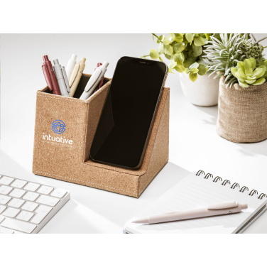 Logo trade promotional merchandise picture of: Ecork Pen Holder Wireless Charger