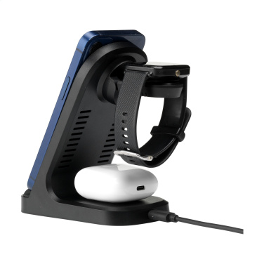Logotrade promotional merchandise image of: Triple-Up RCS Recycled ABS Wireless Charger Stand