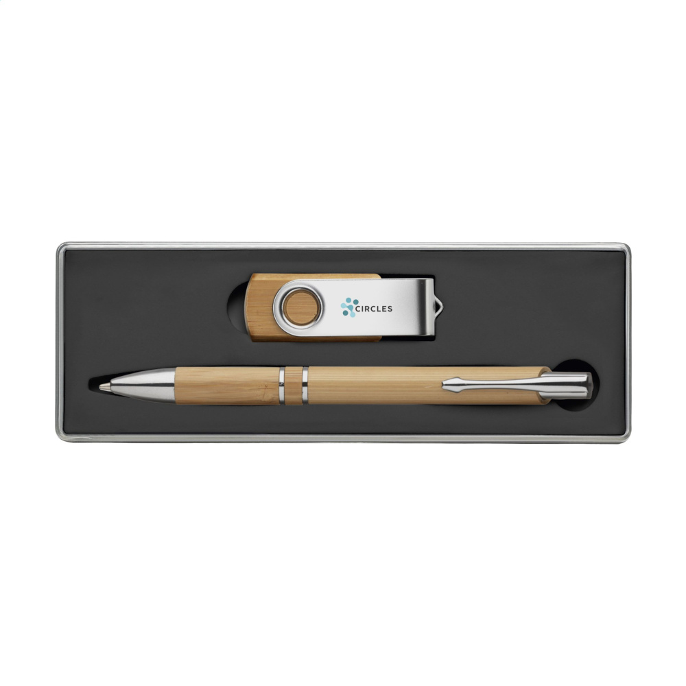 Logo trade advertising product photo of: Bamboo Connect Giftset 8 GB