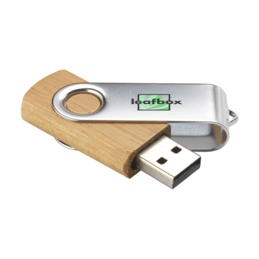 Logo trade promotional products image of: USB Twist Bamboo from stock 16 GB