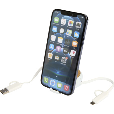 Logo trade business gift photo of: Chechia 5-in-1 recycled plastic 100 cm retractable data sync and 45W fast charge cable