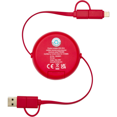 Logotrade promotional merchandise photo of: Alasia 5-in-1 100 cm recycled plastic and aluminium retractable data sync and 45W fast charge cable