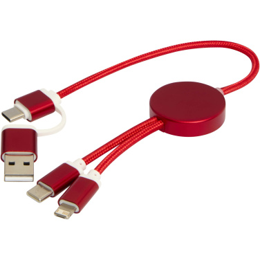 Logo trade promotional merchandise image of: Alasia 5-in-1 recycled aluminium and plastic 30 cm data sync and 27W fast charge cable
