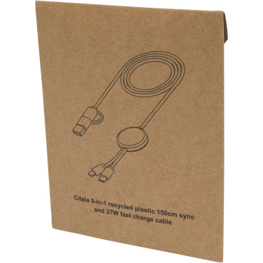 Logo trade promotional products picture of: Citala 5-in-1 recycled plastic 150 cm data sync and 27W fast charge cable