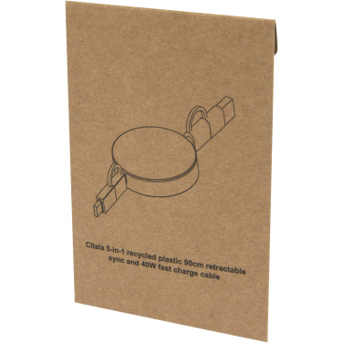 Logotrade promotional gift picture of: Citala 5-in-1 recycled plastic 90 cm retractable data sync and 40W fast charge cable