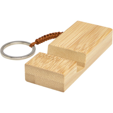 Logo trade promotional giveaways picture of: Bosona bamboo phone holder with keychain
