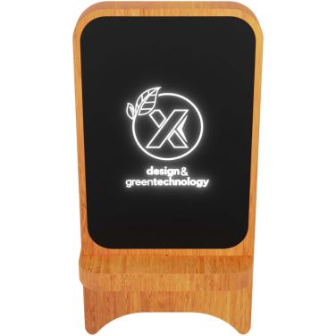 Logo trade promotional merchandise photo of: SCX.design W16 10W light-up wireless wooden stand