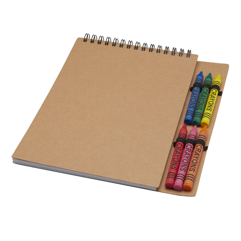 Logotrade advertising products photo of: Doodle A5 spiral soft cover notebook and crayon set
