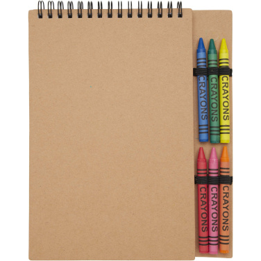 Logo trade promotional giveaways picture of: Doodle A5 spiral soft cover notebook and crayon set