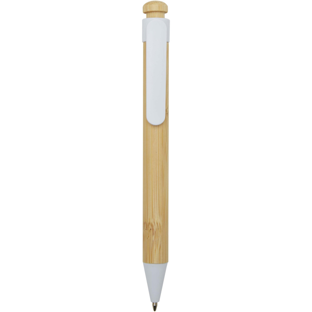 Logo trade business gift photo of: Rattan bamboo and recycled plastic ballpoint pen (black ink)