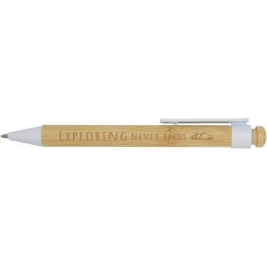 Logotrade promotional product picture of: Rattan bamboo and recycled plastic ballpoint pen (black ink)