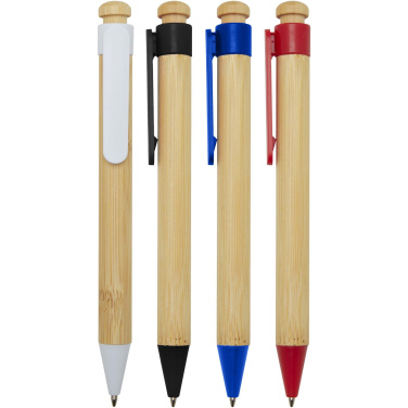 Logo trade promotional gifts picture of: Rattan bamboo and recycled plastic ballpoint pen (black ink)