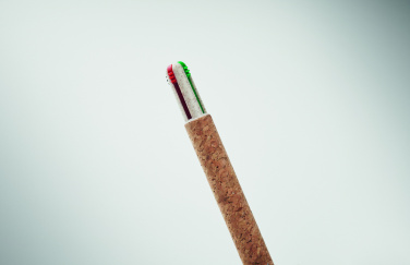 Logotrade promotional product picture of: Cork 4-colour ink ball pen