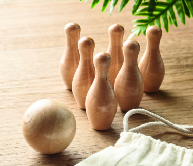 Logo trade promotional gifts picture of: Mini pine wood bowling set