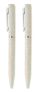 Logo trade promotional gift photo of: Wheat straw/ABS twist pen set