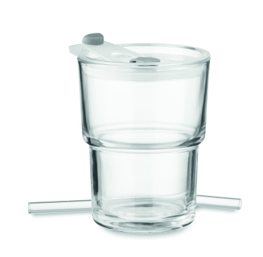 Logo trade advertising products picture of: Glass tumbler with straw 400ml