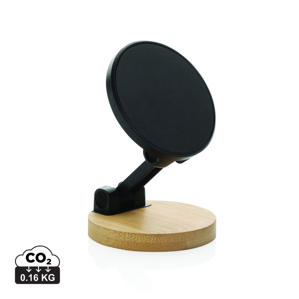 Logo trade corporate gifts picture of: Magmount RCS recycled plastic and bamboo phone stand