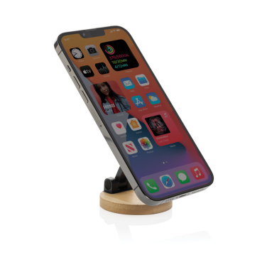 Logo trade promotional gifts picture of: Magmount RCS recycled plastic and bamboo phone stand