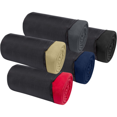 Logo trade corporate gift photo of: Huggy fleece plaid blanket with carry pouch 220x250 cm