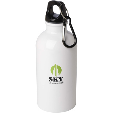 Logo trade promotional giveaway photo of: Oregon 400 ml RCS certified single wall stainless steel water bottle with carabiner