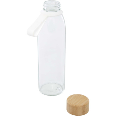 Logo trade promotional gifts picture of: Porto 500 ml glass water bottle with silicone handle and bamboo lid