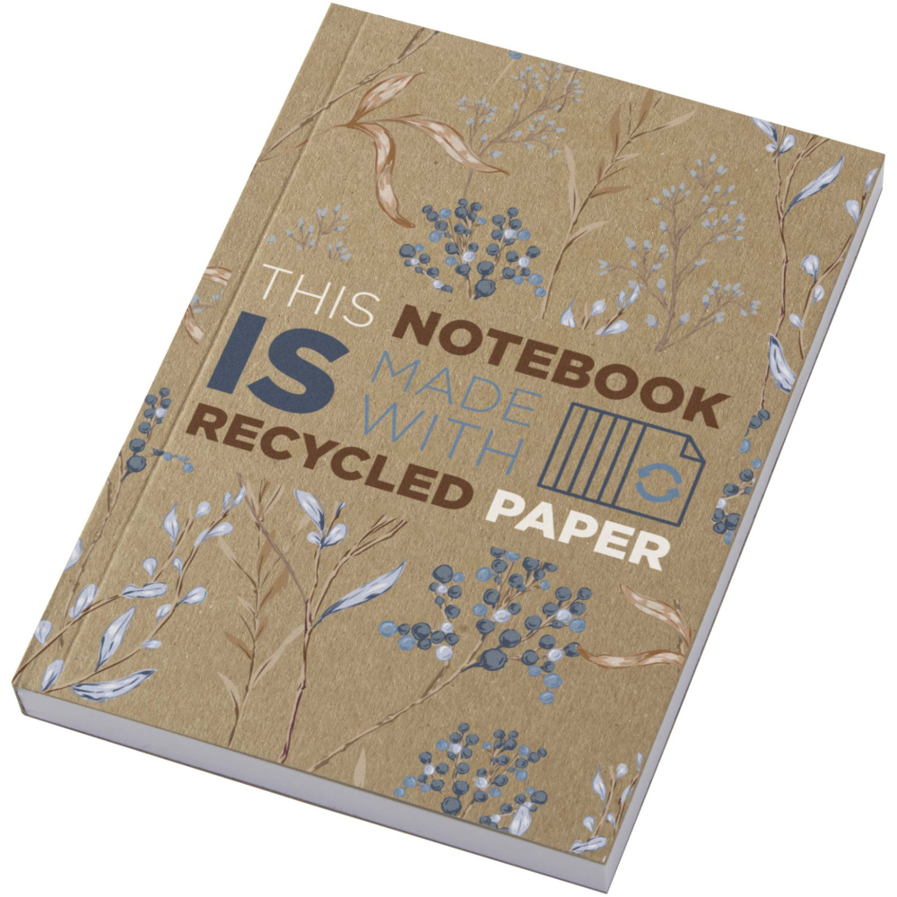Logo trade promotional merchandise picture of: Novella Austen A6 recycled soft cover kraft notebook - 100 sheets