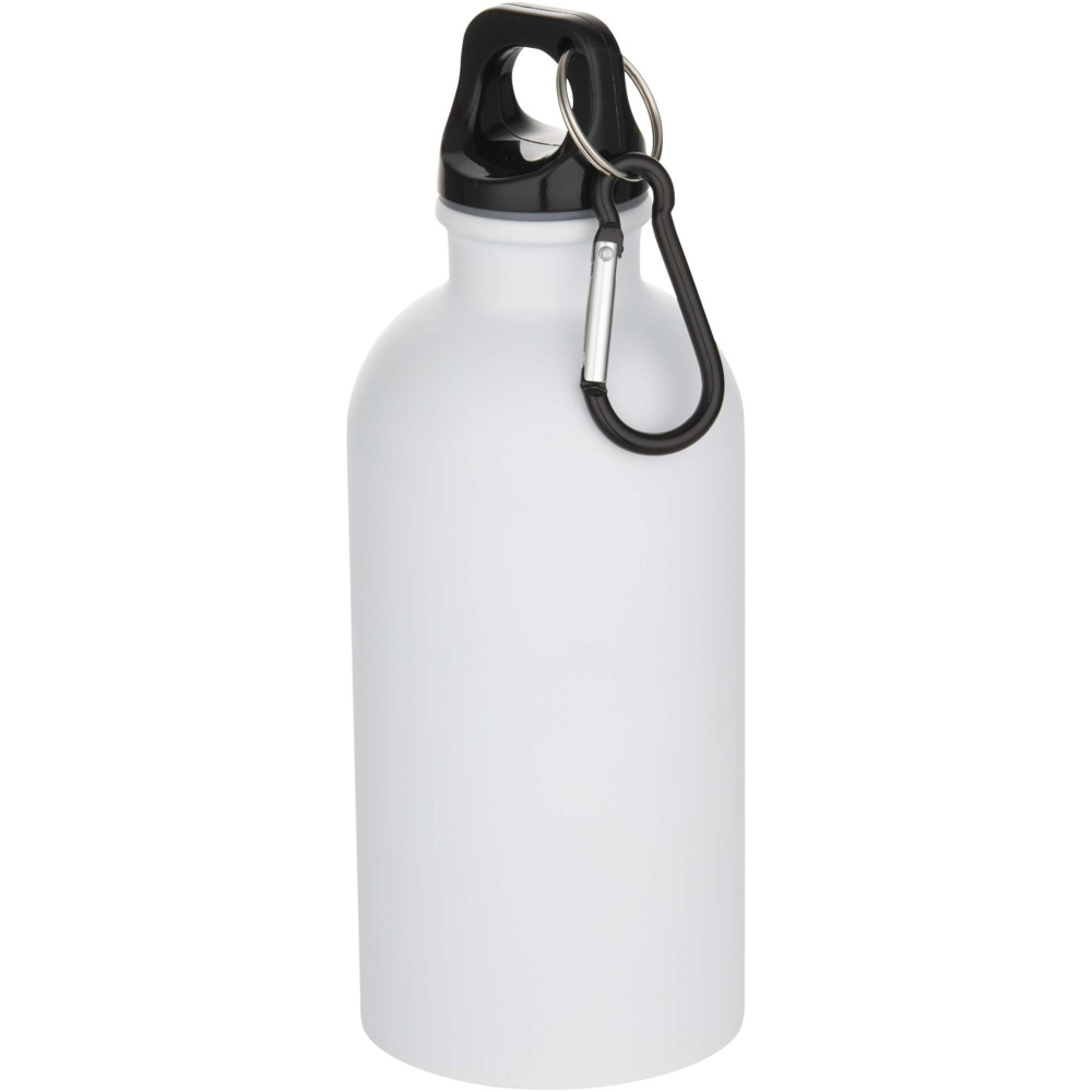 Logotrade corporate gift picture of: Oregon 400 ml matte RCS recycled single wall stainless steel water bottle with carabiner
