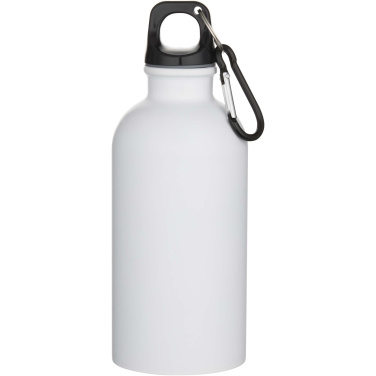 Logotrade promotional item image of: Oregon 400 ml matte RCS recycled single wall stainless steel water bottle with carabiner