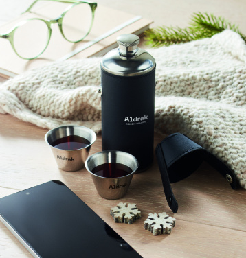 Logo trade business gift photo of: Hip flask with shot cups