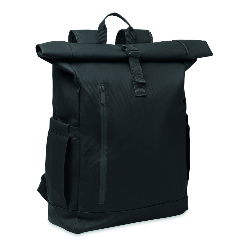 Logo trade business gifts image of: Rolltop laptop rucksack 600D