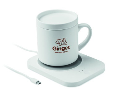 Logo trade corporate gifts picture of: Wireless charger mug warmer set