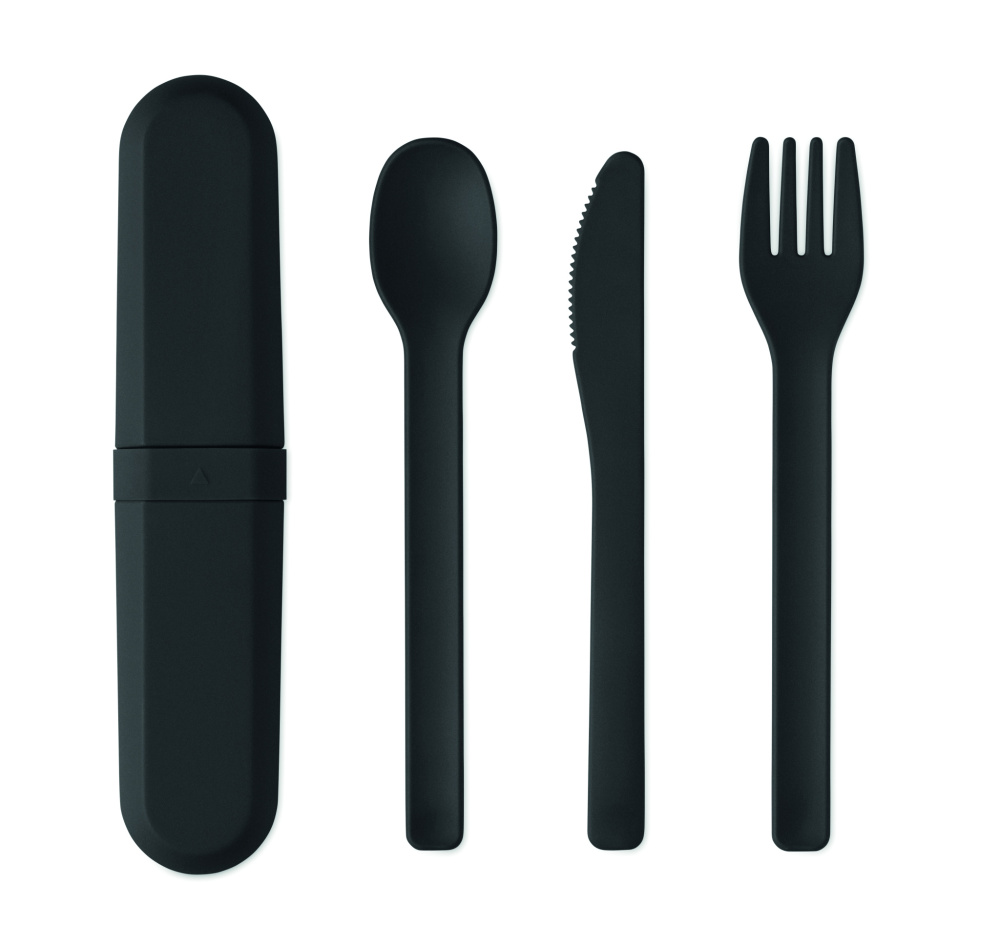 Logo trade promotional giveaways image of: Cutlery set and case in PLA