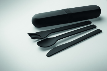 Logo trade promotional giveaways image of: Cutlery set and case in PLA