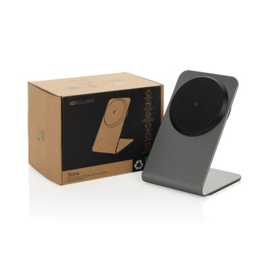 Logotrade corporate gift picture of: Terra aluminium 15W magnetic wireless charging phone stand