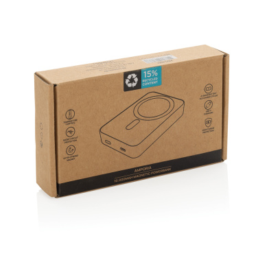Logo trade promotional gifts image of: Amporia RCS recycled plastic 10.000mAh magnetic powerbank