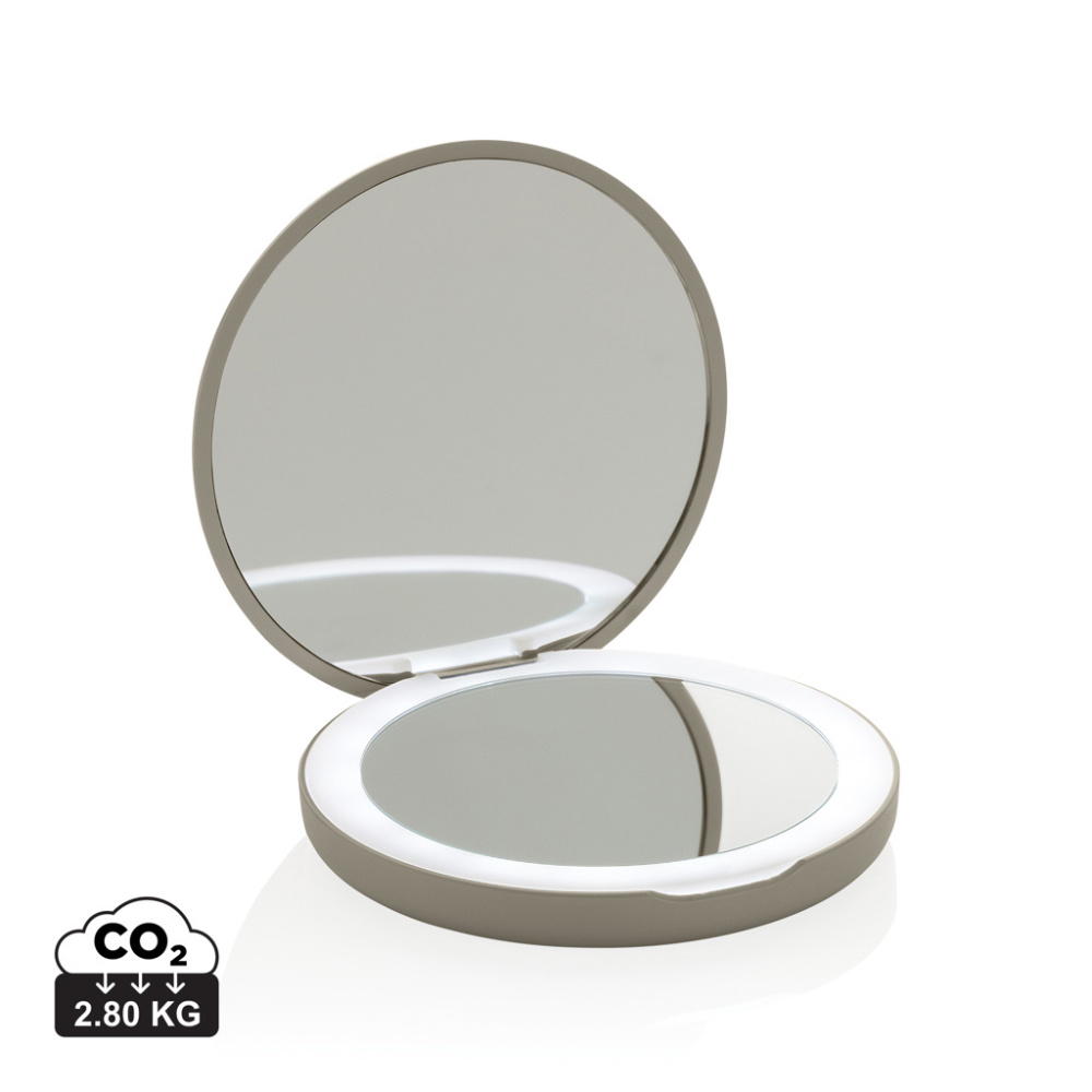 Logo trade promotional gifts image of: Lumora RCS recycled plastic LED re-chargeable make-up mirror