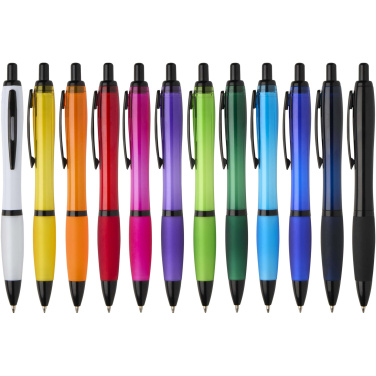 Logo trade promotional item photo of: Nash recycled plastic ballpoint pen with black trims (black ink)