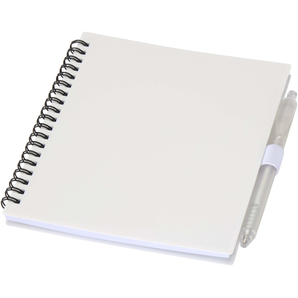 Logotrade corporate gift image of: Niove recycled plastic soft cover notebook and ballpoint pen set (blue ink)